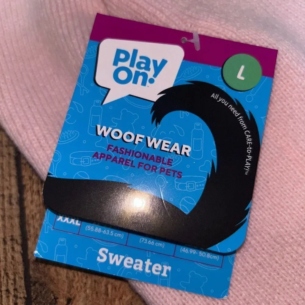 PLAY‎ ON Woof Wear Large Pink With Pearl Accents Sweater New with tags